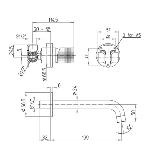 Смеситель для раковины PAINI Cox Grip 7GCR208 встраиваемый, хром (CR) Смеситель для раковины PAINI Cox Grip 7GCR208 встраиваемый, хром (CR)
