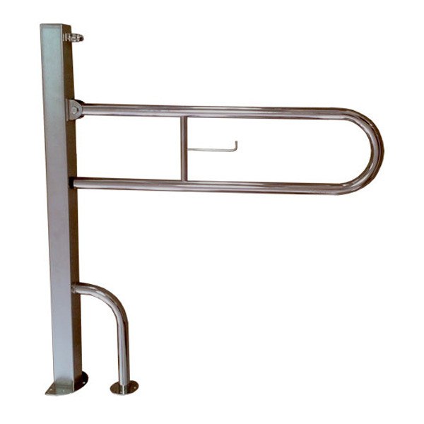 Поручень откидной с креплением к полу и держателем т/б 800х200х980(h) мм