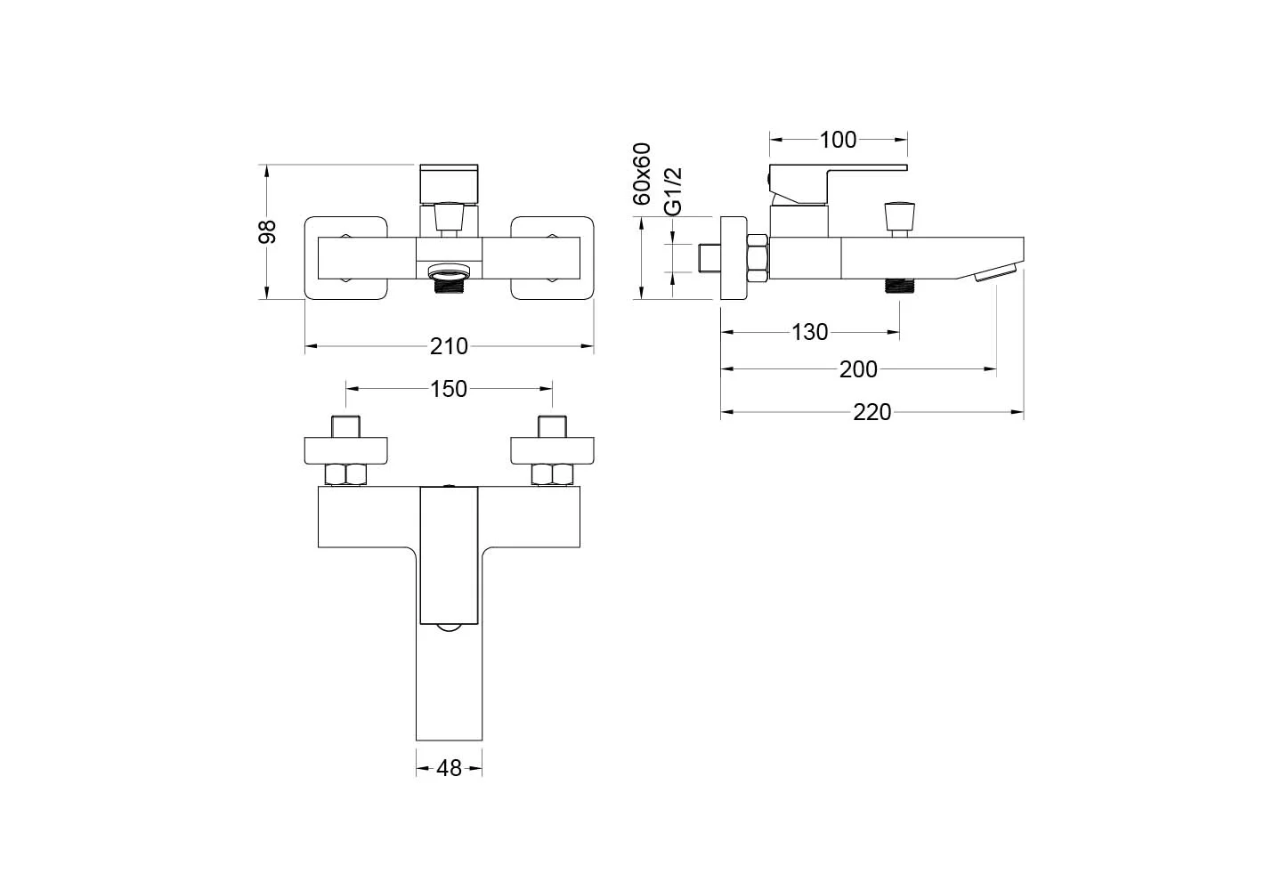 Смеситель для ванны AQUATEK, матовый черный AQ1640MB ЛИБРА