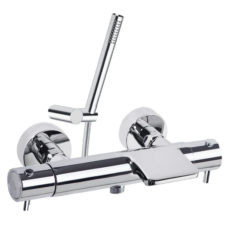 Термостатический смеситель для ванны наружнего монтажа с каскадным изливом и душевым комплектом ODISEA 393901MO