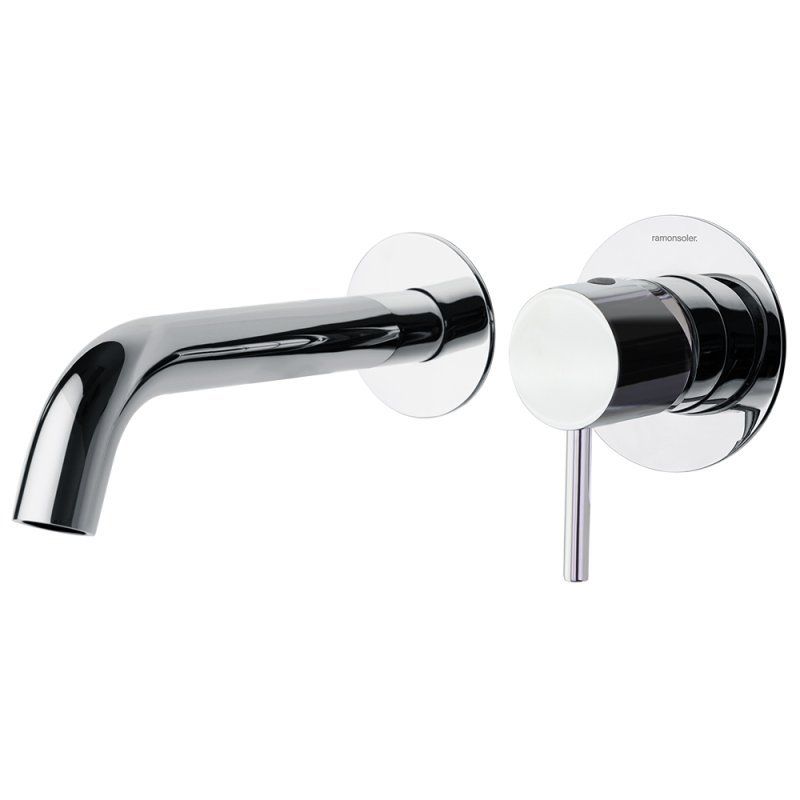 Встраиваемый однорычажный смеситель для раковины на раздельных пластинах с длинным изливом 240 мм ODISEA 392103