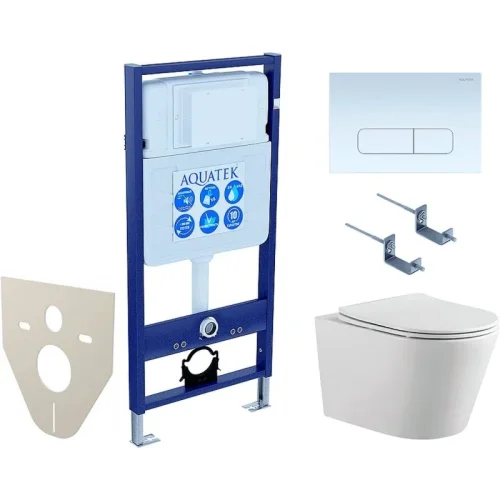 SET AQUATEK ВЕГА-1905-013 (рама AQUATEK Standard INS-0000012 с клавишей KDI-0000013 и крепежом KKI-0000002, унитаз ВЕГА AQ1905-00