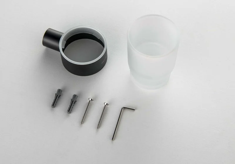 Стакан с держателем AQUATEK, матовый черный AQ4404MB ЛИРА