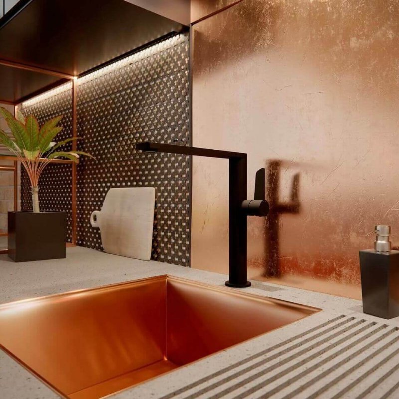 Смеситель высокий для кухни однорычажный с поворотным изливом KITCHEN 388401MCNM Черный