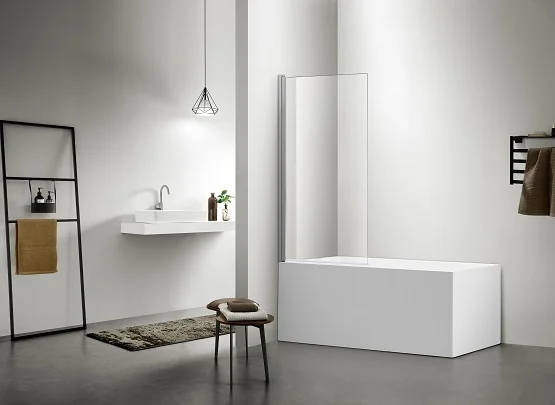 AQ DEL SBA 08015CH Шторка на ванну, одноэлементная, поворотная 800X1500 профиль хром (старый артикул AQNAP6211-80)