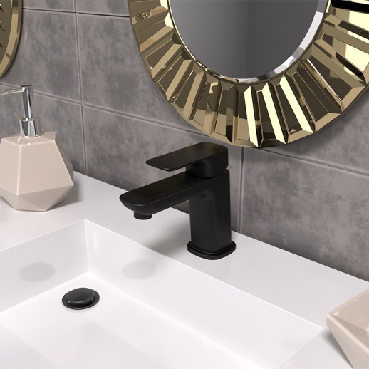 Смеситель для раковины PAINI Nove 09YO205ME без донного клапана, средний, черный (YO) Смеситель для раковины PAINI Nove 09YO205ME без донного клапана, средний, черный (YO)