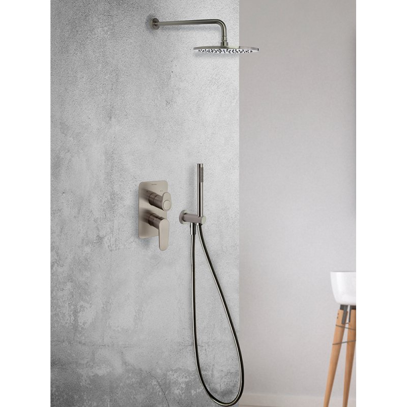 Встраиваемая душевая система с тропическим душем и душевым комплектом ALEXIA K3615021NC никель брашированный