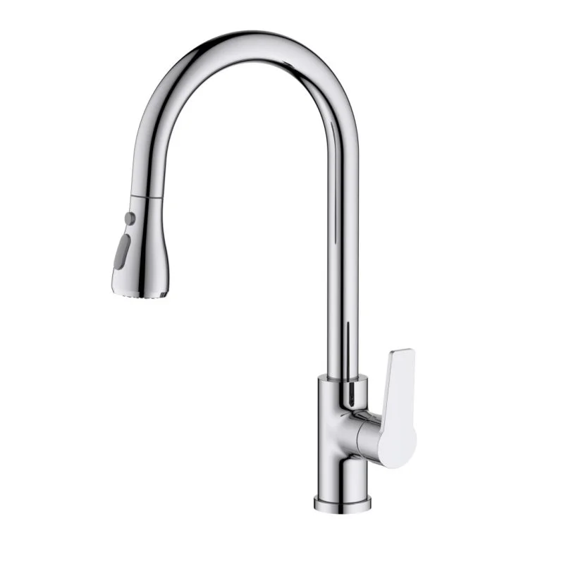 AQ1784CR ЛУГАНО смеситель для кухни с вытяжным изливом 2 jet