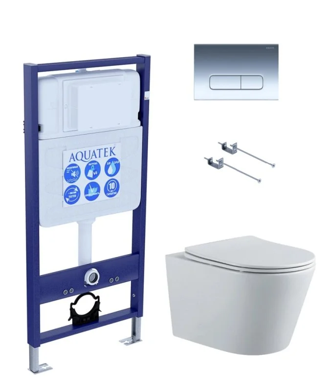 SET AQUATEK ВЕГА-1905-016 (рама AQUATEK Standard INS-0000012 с клавишей KDI-0000016 и крепежом KKI-0000001, унитаз ВЕГА AQ1905-00