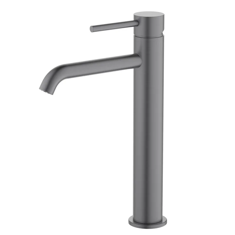 AQ1304BGM ЕВРОПА смеситель для раковины высокий 215, без донного клапана, оружейная сталь