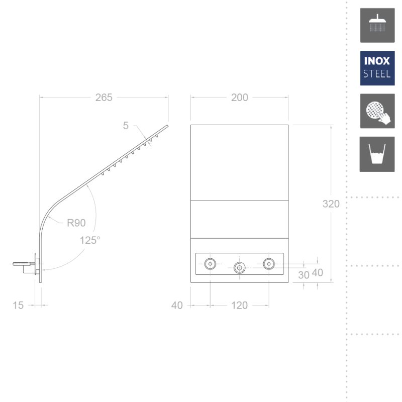 Излив душевой потолочный из нержавеющей сталиь HIDROTERAPIA RIKS