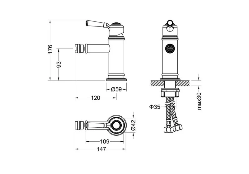 Смеситель для биде AQUATEK, полир. золото AQ1518PG КЛАССИК