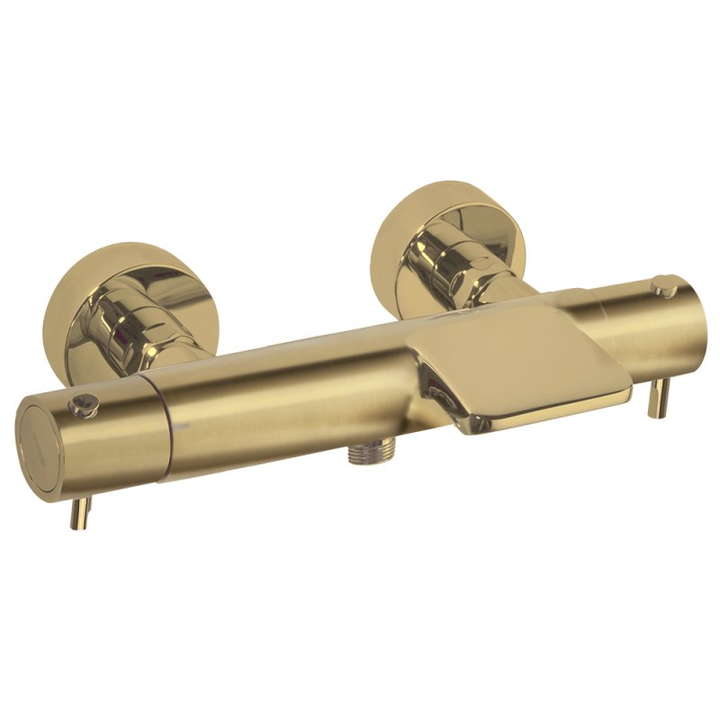 Термостатический смеситель для ванны наружнего монтажа с каскадным изливом ODISEA 393901SOC золото брашированное