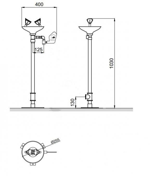 Аварийная раковина Bocchi для промывки глаз из нержавеющей стали с рычагом Nofer SC320X