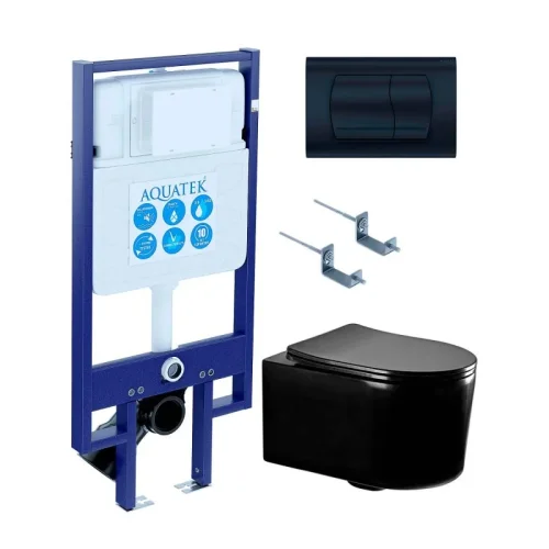 SET AQUATEK МИЯ-MB-049 4в1 (рама AQUATEK Standard INS-0000020,  крепеж KKI-0000002, клавиша KDI-0000049, унитаз AQ2004-MB