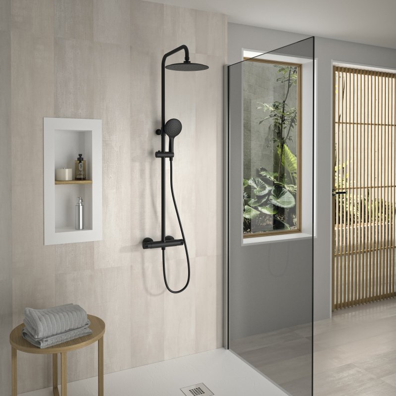 Смеситель термостатический без излива для ванны TERMOTECH 961202SNM черный