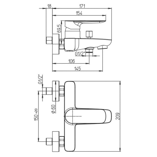 Смеситель для ванны PAINI Nove 09YO111 без аксессуара, черный (YO) Смеситель для ванны PAINI Nove 09YO111 без аксессуара, черный (YO)