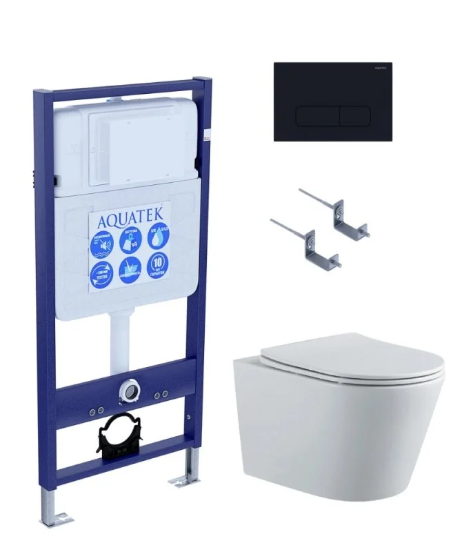 SET AQUATEK ВЕГА-1905-017 (рама AQUATEK Standard INS-0000012 с клавишей KDI-0000017 и крепежом KKI-0000002, унитаз ВЕГА AQ1905-00