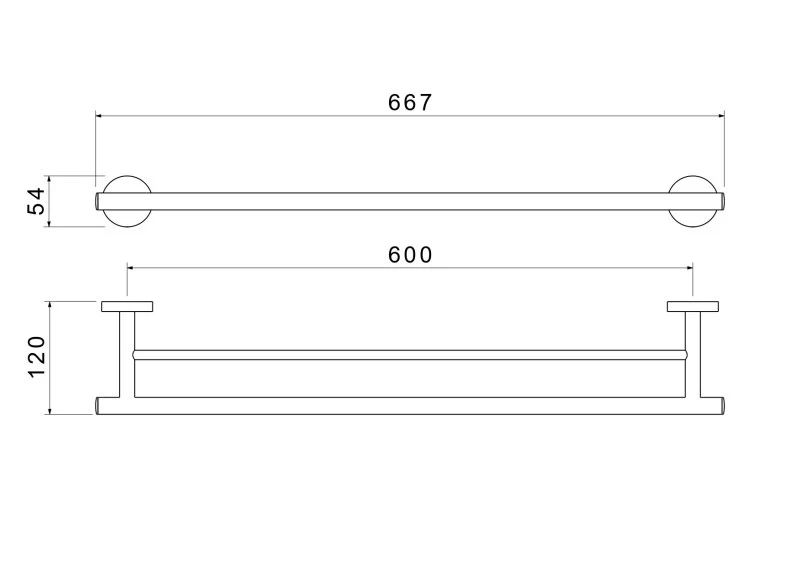 Полотенцедержатель двойной 600 мм AQUATEK, матовый черный AQ4230MB ОБЕРОН