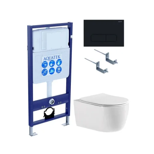 SET AQUATEK ЕВРОПА cmp017 (рама AQUATEK Standard INS-0000012, клавиша KDI-0000017, крепеж KKI-0000002, унитаз ЕВРОПА AQ1106-00)