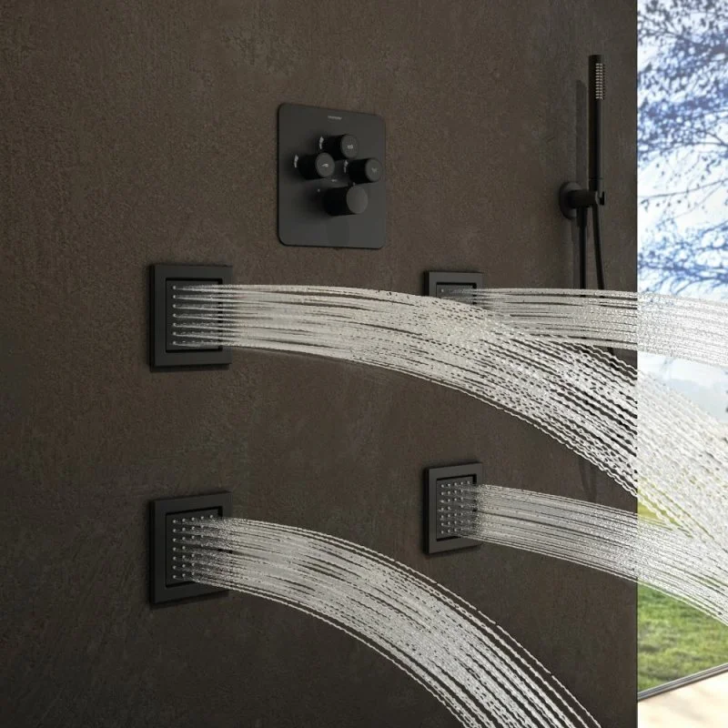 Форсунка для душа встраиваемая квадратная 477202NM черный