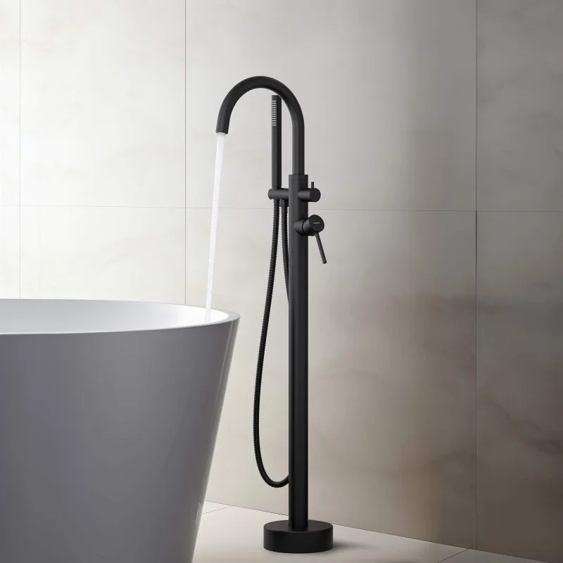 Смеситель для ванны напольный AQUATEK, матовый черный AQ1345MB ЕВРОПА