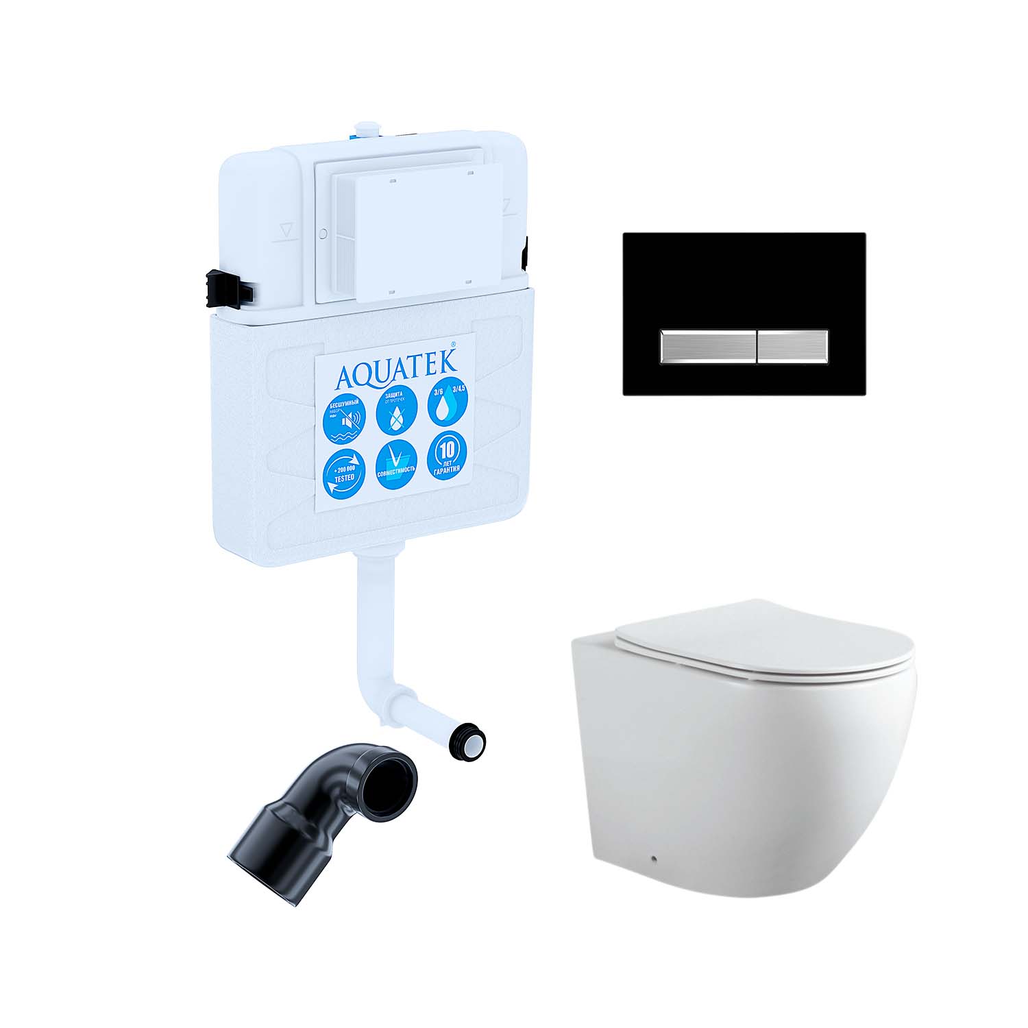 SET BW AQUATEK ЕВРОПА (смывной бачок AQUATEK INS-0000019, кнопка KDI-0000031 , унитаз ЕВРОПА AQ1902-00)