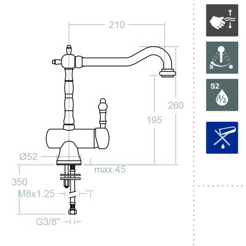 Смеситель высокий для кухни однорычажный с поворотным изливом GAUDI 3129