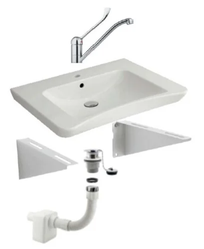 Комплект (Раковина МГН, крепление неподвижное, смеситель, сифон) Nofer H14