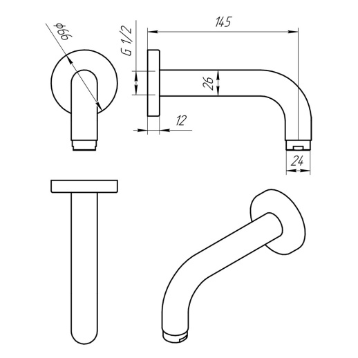 Излив PAINI Cox 78PZ430, черный брашированный PVD (PZ)