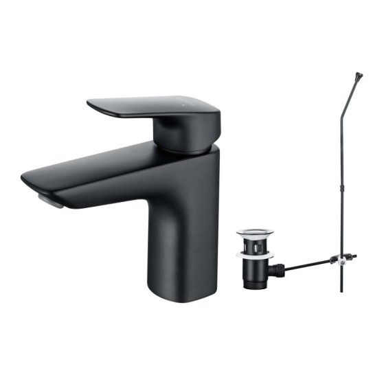 Смеситель для раковины 97 с донным клапаном AQUATEK, матовый черный AQ1011MB ВЕГА