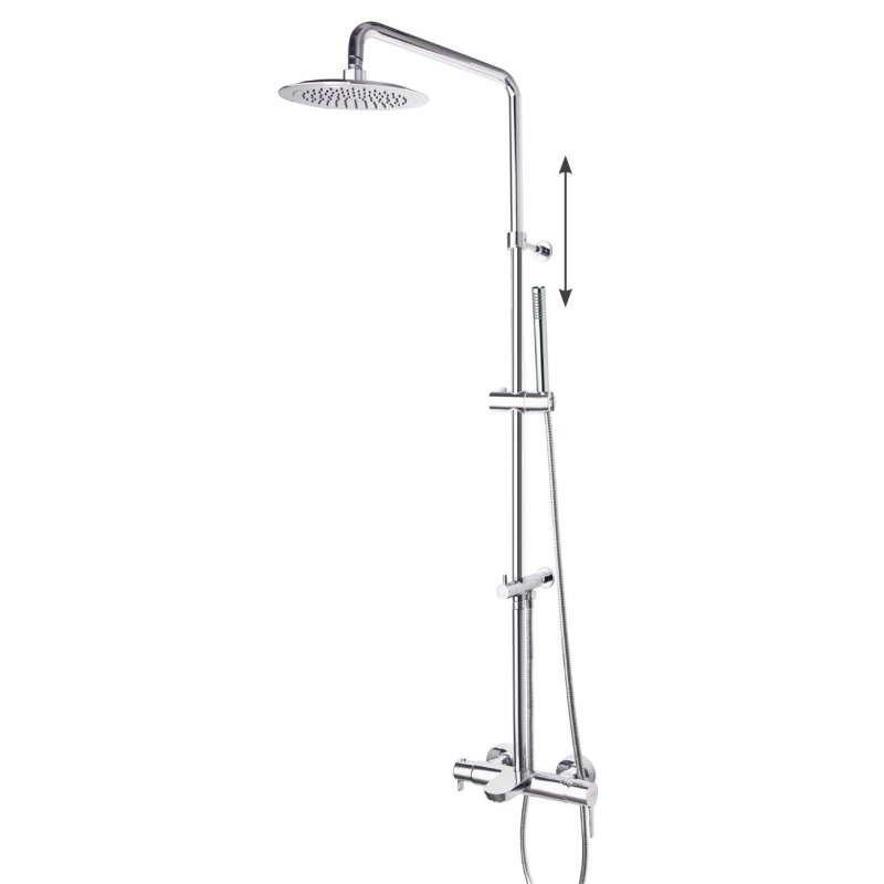 Душевая система наружнего монтажа с телескопическим тропическим душем, душевым комплектом и изливом DRAKO 335502RP300