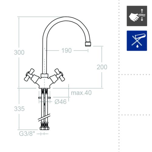 Смеситель высокий для кухни однорычажный с поворотным изливом GAUDI 3110C