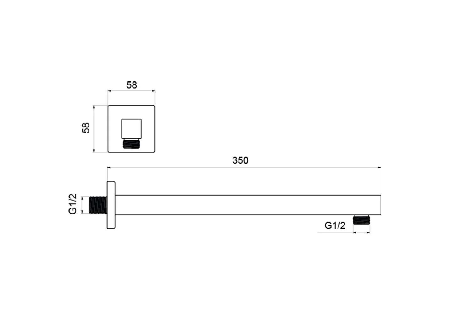 Держатель верхнего душа настенный 350 мм AQUATEK, матовый черный AQ2175MB