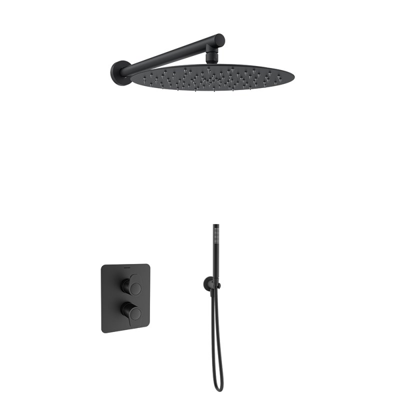 Встраиваемый термостатический смеситель для душа с тропическим душем ALEXIA K3624013NM чёрный