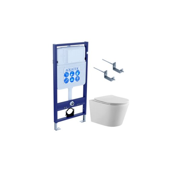 Set AQUATEK ВЕГА-KKI2 (рама AQUATEK Standard INS-0000012, звукоизоляционная прокладка, крепеж KKI-0000002, унитаз ВЕГА AQ1905-00, тонкое сиденье с механиз