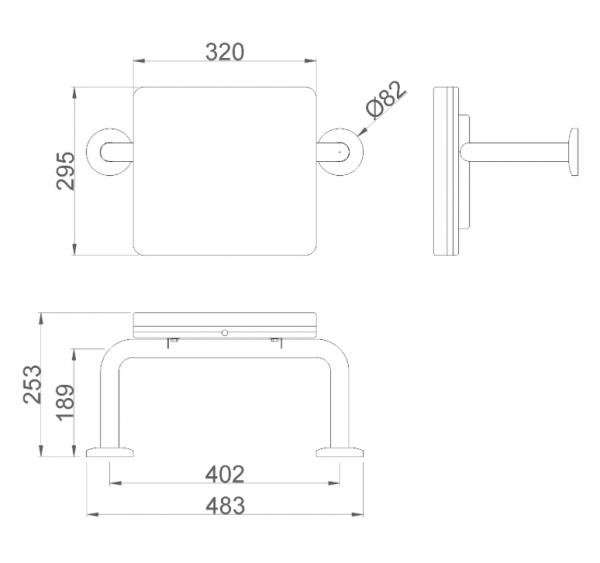 Спинка опорная для туалета, черный полиуретан Nofer 15075.N