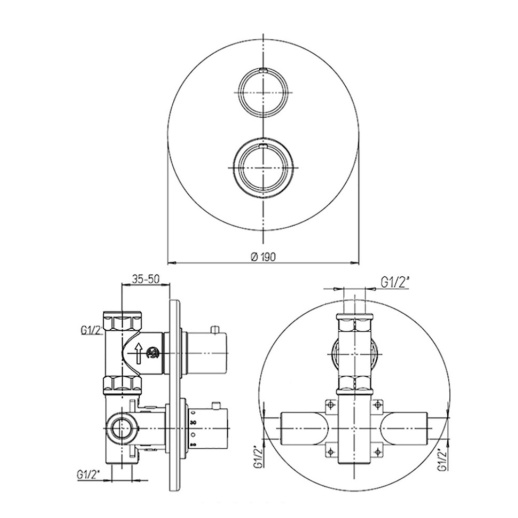 Смеситель для душа PAINI Cox 78PJ690TH встраиваемый с термостатом, брашированное золото Смеситель для душа PAINI Cox 78PJ690TH встраиваемый с термостатом, брашированное золото