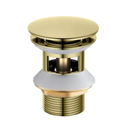 AQ6002PG сливной набор для раковины Push-open с переливом, крышка круглая, полир. Золото
