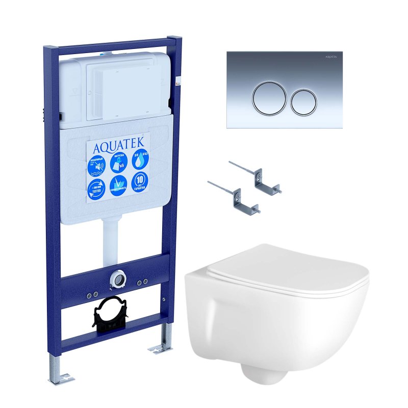 SET AQUATEK ДИВА-018 4в1 (рама AQUATEK Standard INS-0000012,  кркпеж KKI-0000002, клавиша KDI-0000018, унитаз ДИВА AQ2012-00