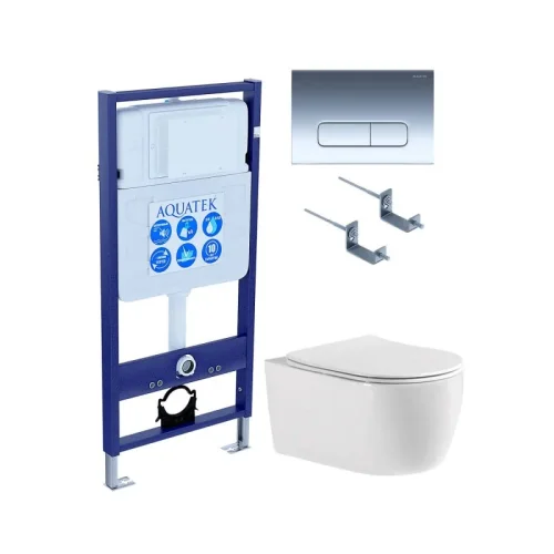 SET AQUATEK ЕВРОПА cmp016 (рама AQUATEK Standard INS-0000012, клавиша KDI-0000016, крепеж KKI-0000002, унитаз ЕВРОПА AQ1106-00)