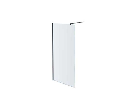 AQ WIW 14020BL Душевая перегородка Walk in с держателем 1400x2000 профиль черный, стекло прозрачное