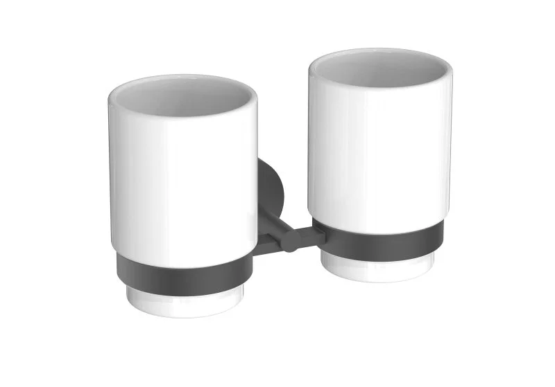 Стакан с держателем двойной AQUATEK, матовый черный AQ4617MB БЕТТА