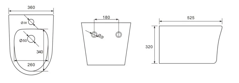 Биде подвесное AQUATEK НИКА AQ1009-00, 525*360*320 мм, цвет белый