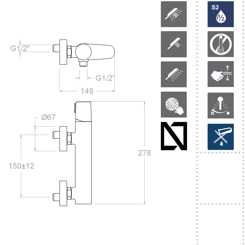 Смеситель для душа наружнего монтажа с душевым комплектом TZAR 340801TR