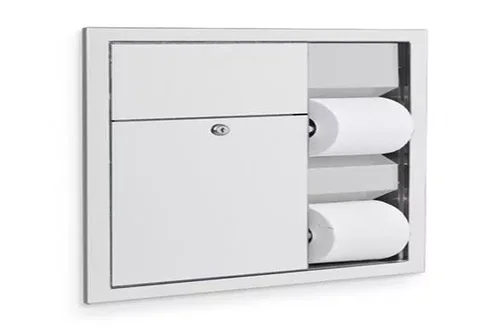 Встраиваемый шкаф с двумя держателями для туалетной бумаги и баком для мусора Nofer 12035.S