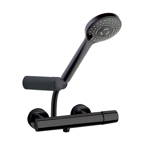 Смеситель для душа наружнего монтажа с душевым комплектом TZAR 340801BTNM Черный