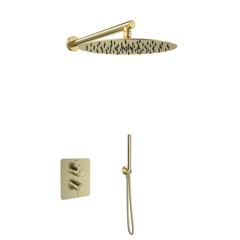 Встраиваемый термостатический смеситель для душа с тропическим душем ALEXIA K3624013OC золото