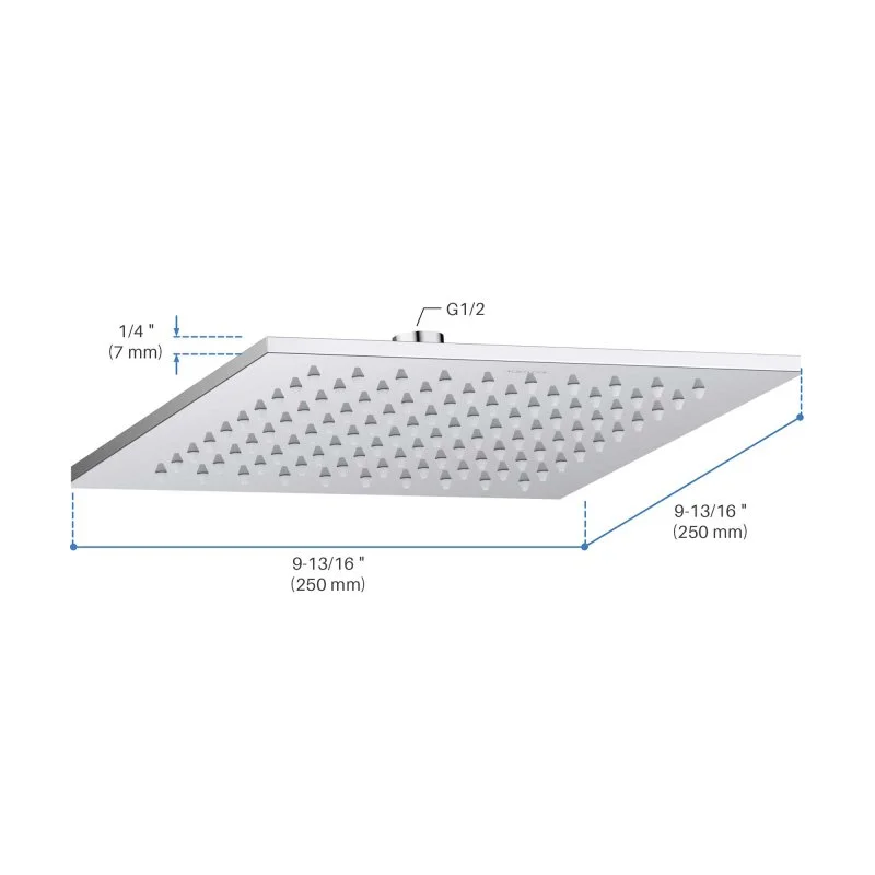 Квадратный верхний душ  250*250*7 мм AQUATEK AQ2076CR