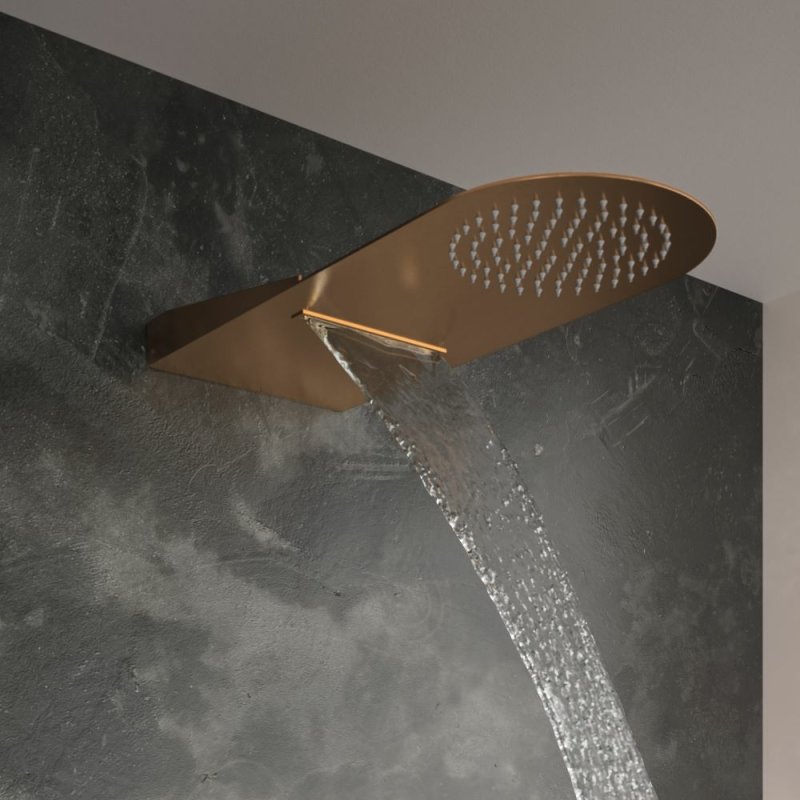 Излив душевой настенный водопад + тропический HYDROTHERAPY RCR02CUC медный